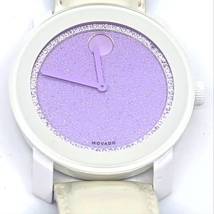 #600 MOVADO Bold Lavender Dial Patent Leather Strap Ladies Watch 3600219